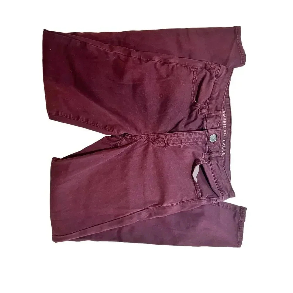 AMERICAN EAGLE HIGH RISE JEGGING STRETCH MAROON WOMENS SIZE 6
